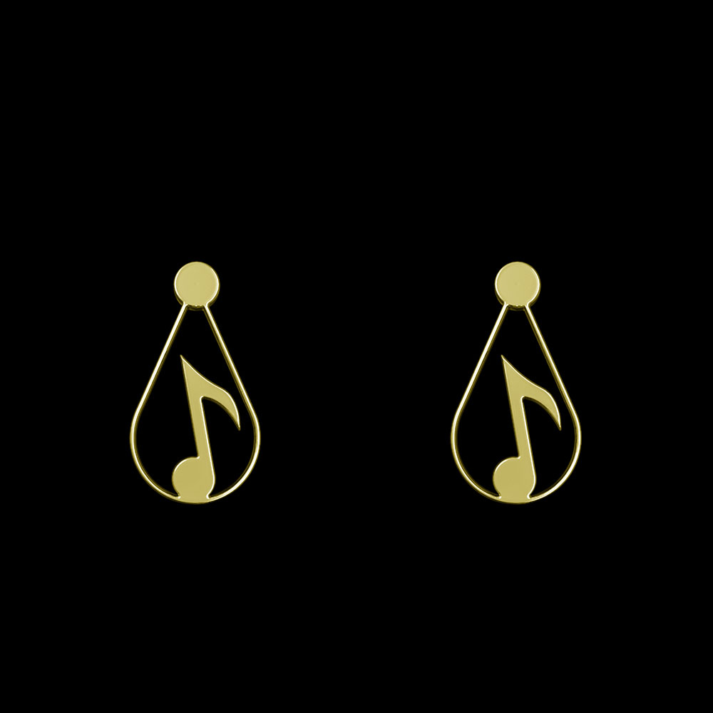 گوشواره طلا 18 عیار زنانه مدوپد مدل اشک و نت کد GA1-11037