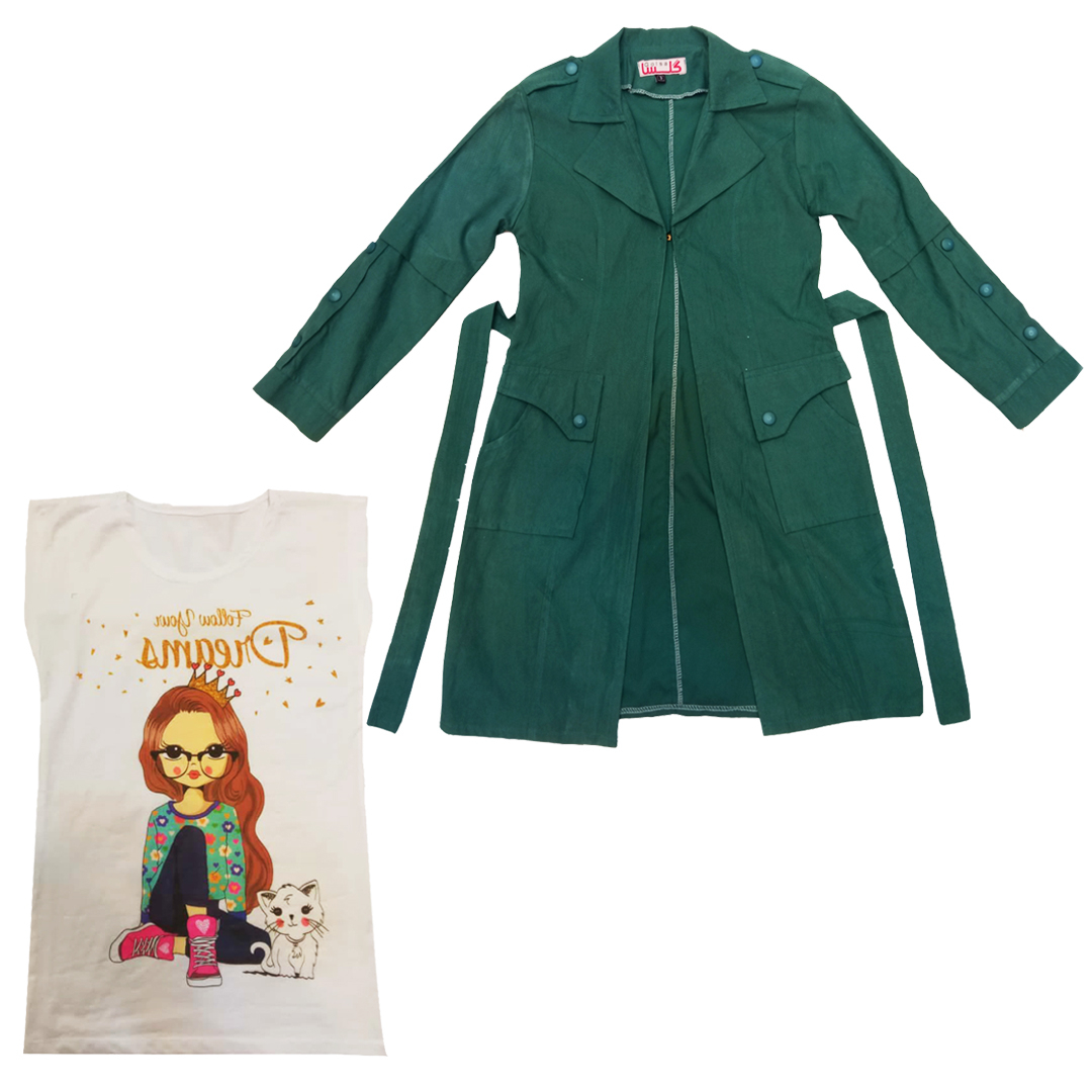 ست تونیک و مانتو دخترانه مدل 129