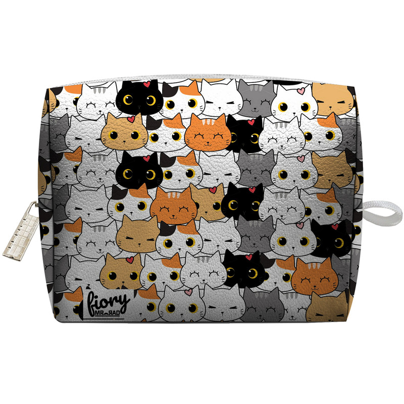 کیف لوازم آرایش زنانه مستر راد مدل گربه کیوت کد 2285 به همراه کیف پد و کیف پول مجموعه 3 عددی