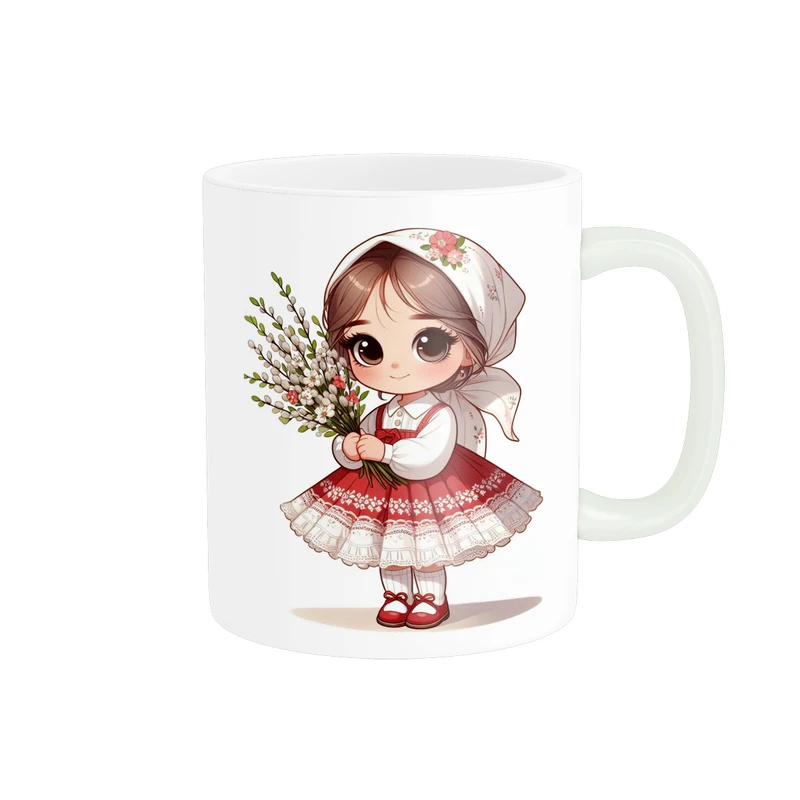 ماگ پاد آفرین مدل سرامیکی طرح دختر کیوت و ناز کد p9459