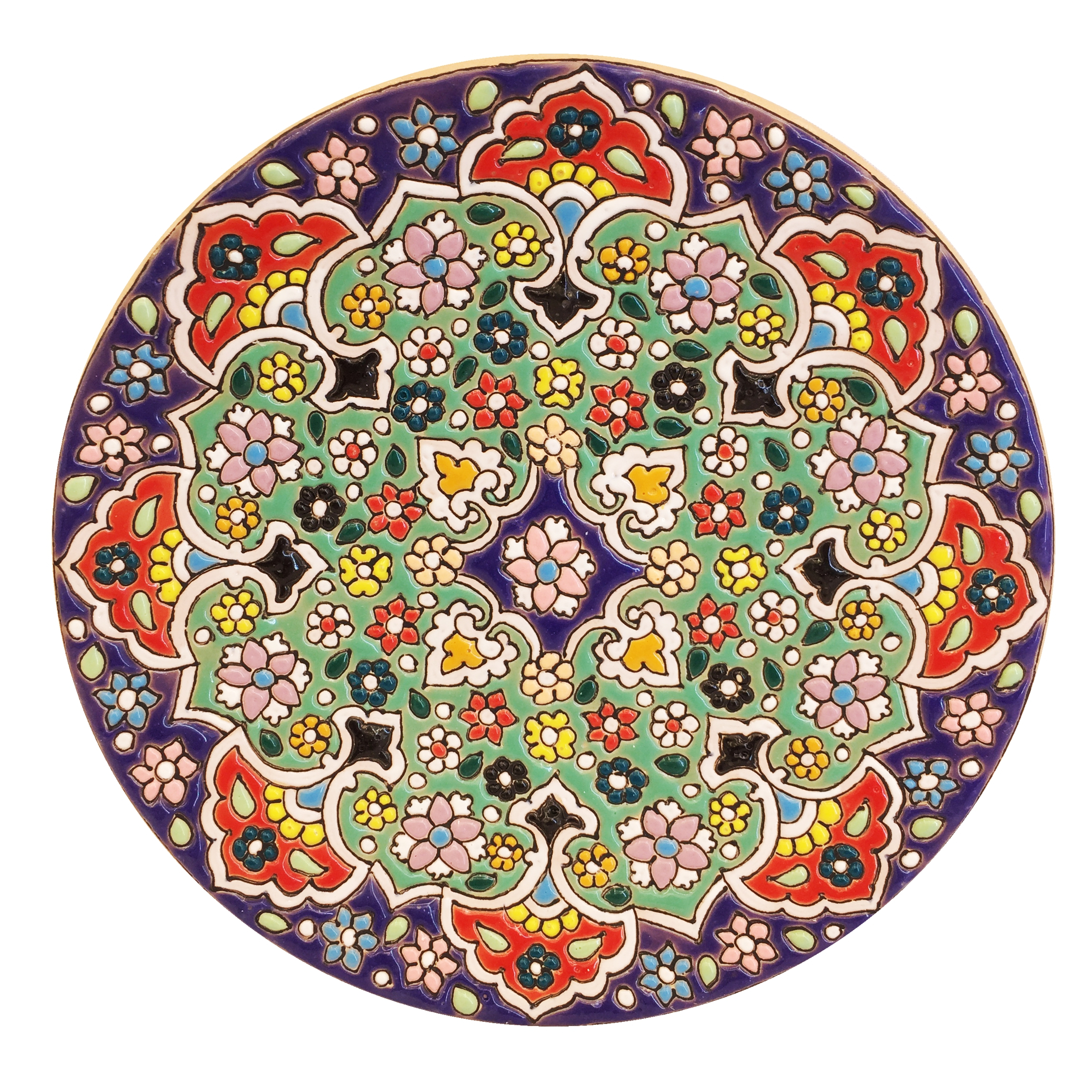 بشقاب میناکاری سفالی زمانیان کد ZMN15070