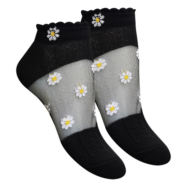جوراب ساق کوتاه زنانه تن پوش هنگامه مدل شیشه ای گل بابونه کد bl11