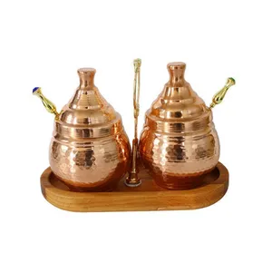 ست 5 تکه جا ادویه‌ای مسی مدل چکشی