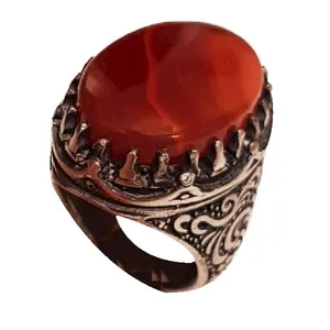 انگشتر نقره مردانه مدل عقیق یمنی لانه زنبوری رگه دار