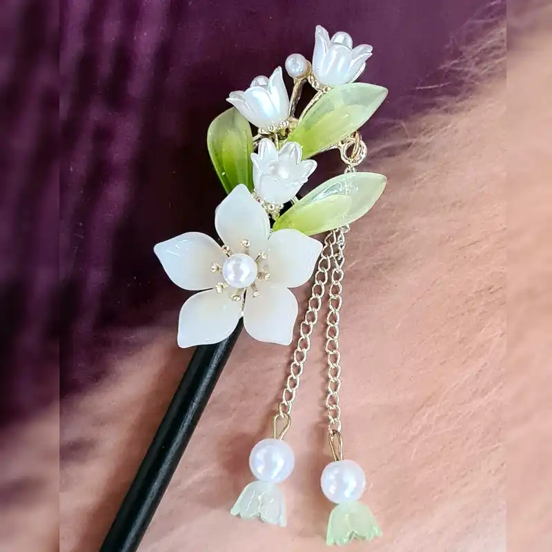 گیره مو زنانه مدل کانزاشی شکوفه گیلاس کد brg kw682