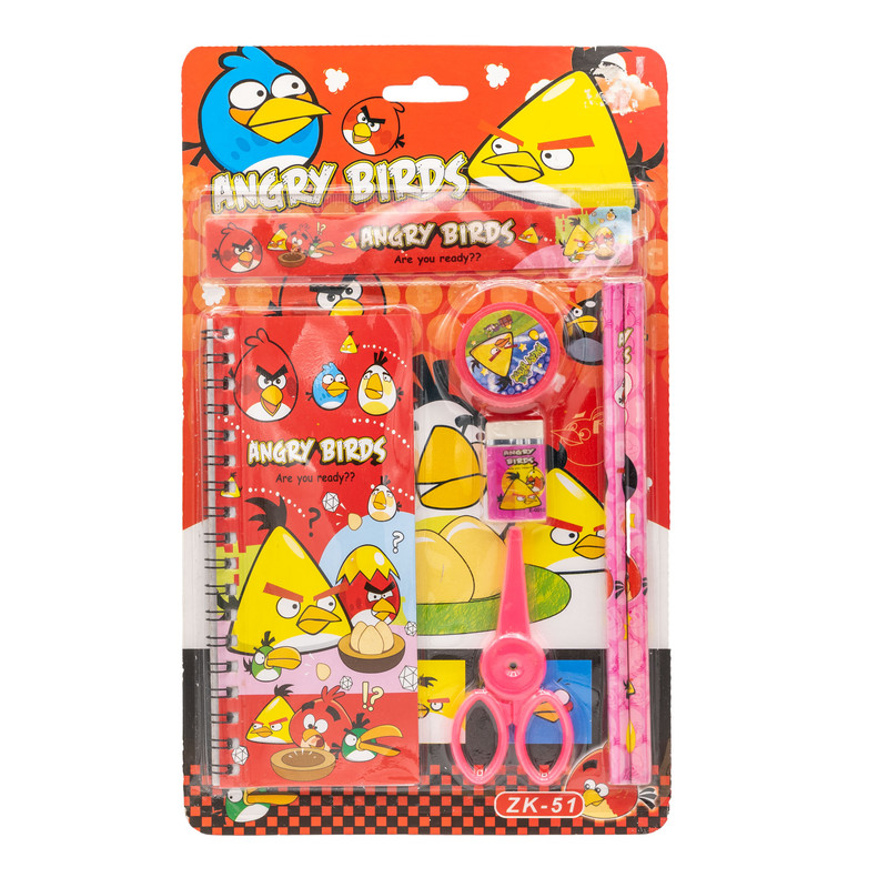 ست لوازم التحریر مدل کارتونی طرح Angry Birds کد ZK-51 مجموعه 7 عددی