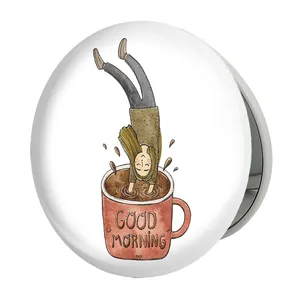آینه جیبی خندالو طرح قهوه Coffee مدل تاشو کد 5388 