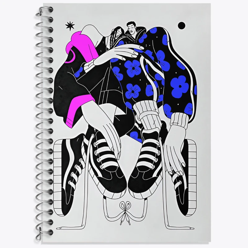 دفتر زبان 50 برگ خندالو مدل دو خط طرح عاشقانه کد N3209