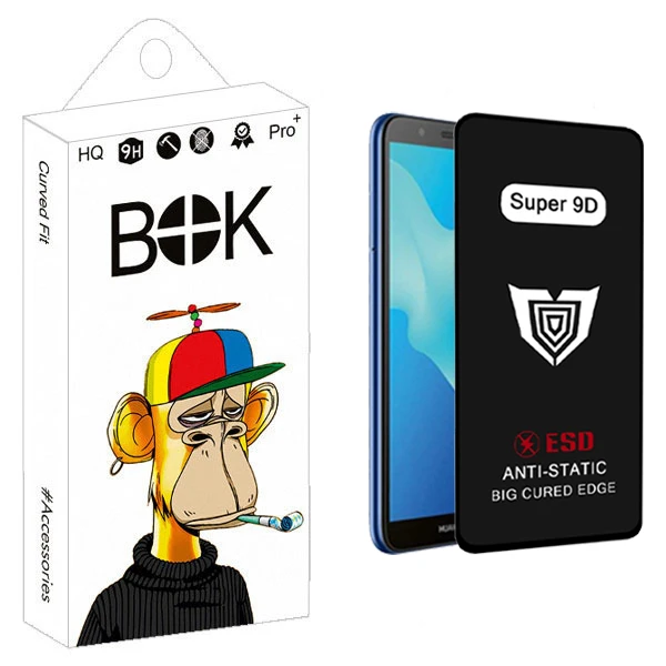 محافظ صفحه نمایش بوک مدل Super 9D مناسب برای گوشی موبایل هوآوی y5 2018