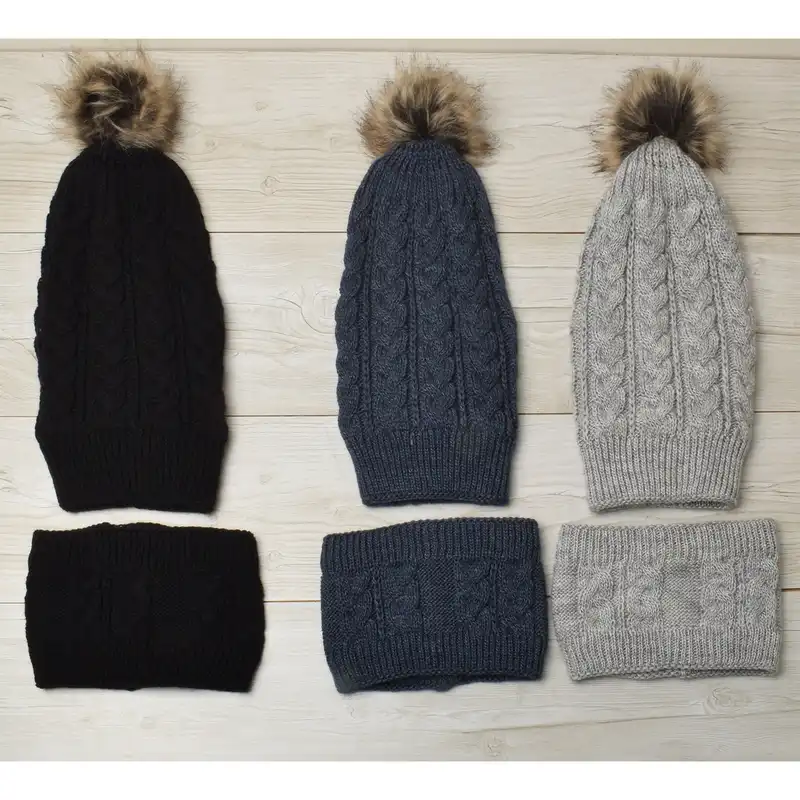 ست کلاه و شال گردن بافتنی مدل رینگی توخز 7000