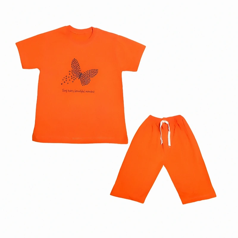 ست تی شرت و شلوارک دخترانه مدل پروانه کد 02 رنگ
نارنجی
