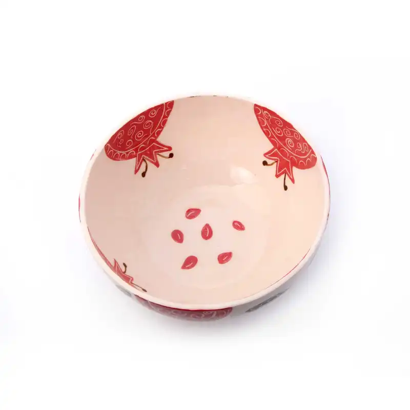 کاسه سفالی قطر 20 سانتیمتر طرح انار آرانیک مدل 1004000143