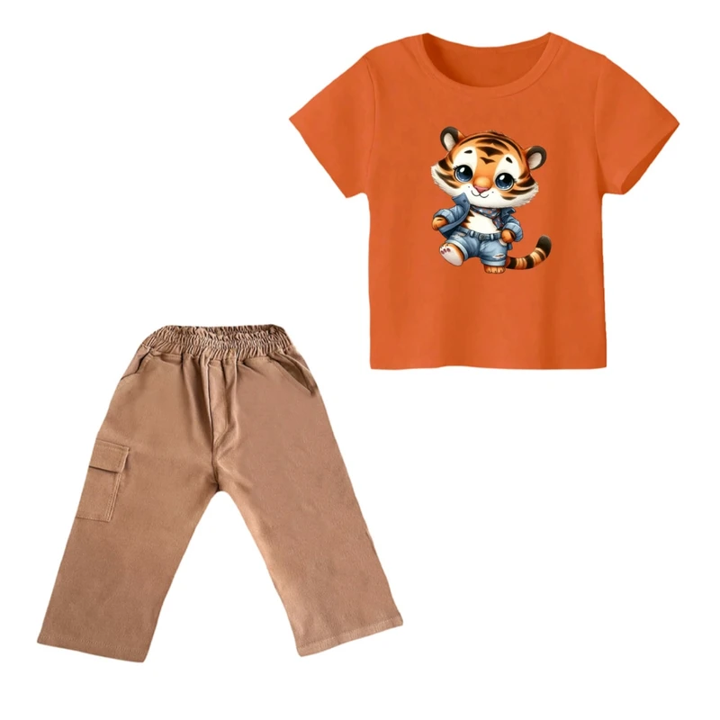 ست تی شرت و شلوارک پسرانه مدل ببر کد ۴