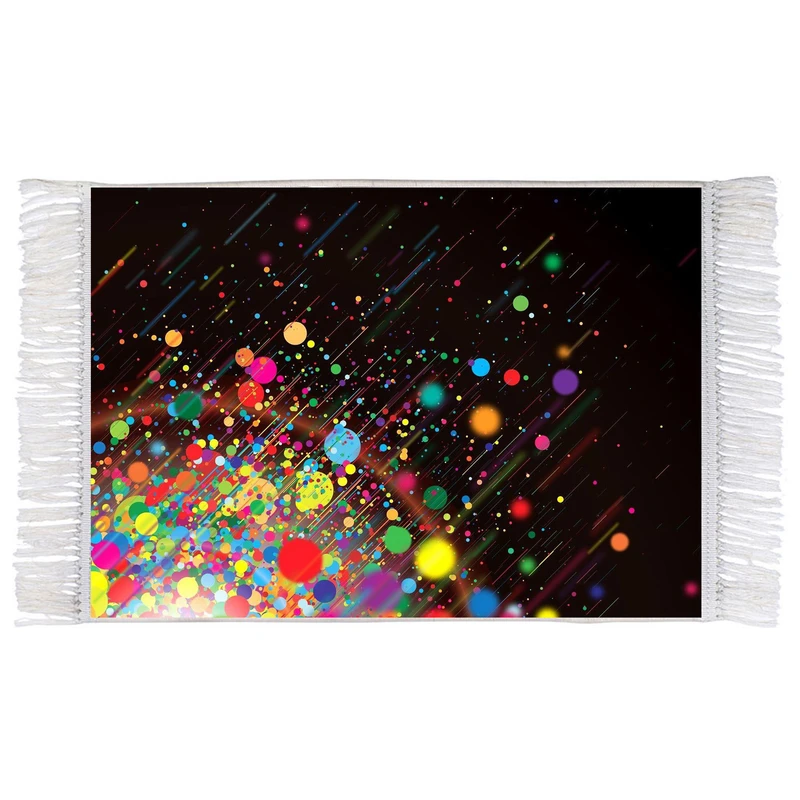 فرش ماشینی دیوارکوب اطلس آبی طرح انتزاعی مدل T1174