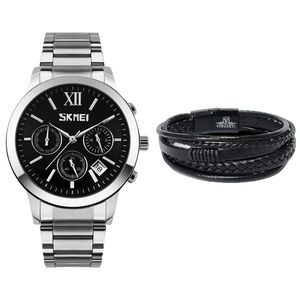 ساعت مچی عقربه‌ای کوارتز مردانه اسکمی مدل 9097BK به همراه دستبند
