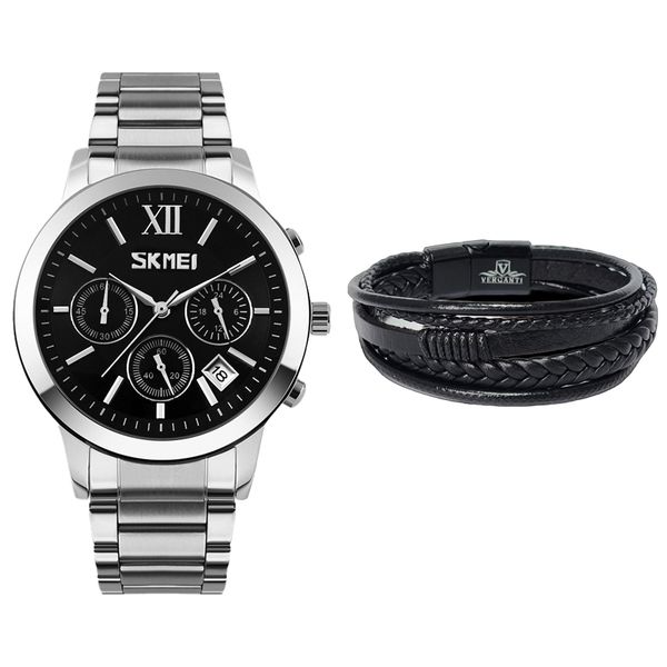 ساعت مچی عقربه‌ای کوارتز مردانه اسکمی مدل 9097BK به همراه دستبند