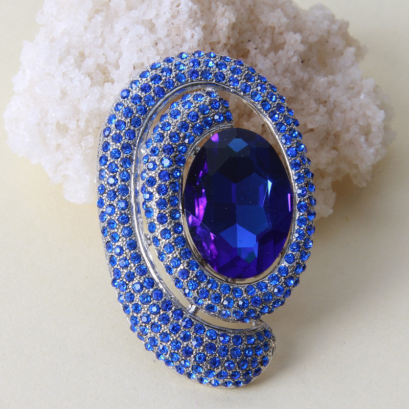 گل سینه زنانه بازرگانی میلادی مدل استیل رنگ ثابت ضدحساسیت فول نگین بدون ریزش کد ACZ_067