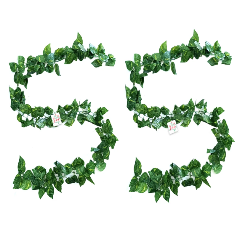 گل مصنوعی جُرجُرگل مدل ریسه برگ زنجیر پتوس بسته دو عددی 