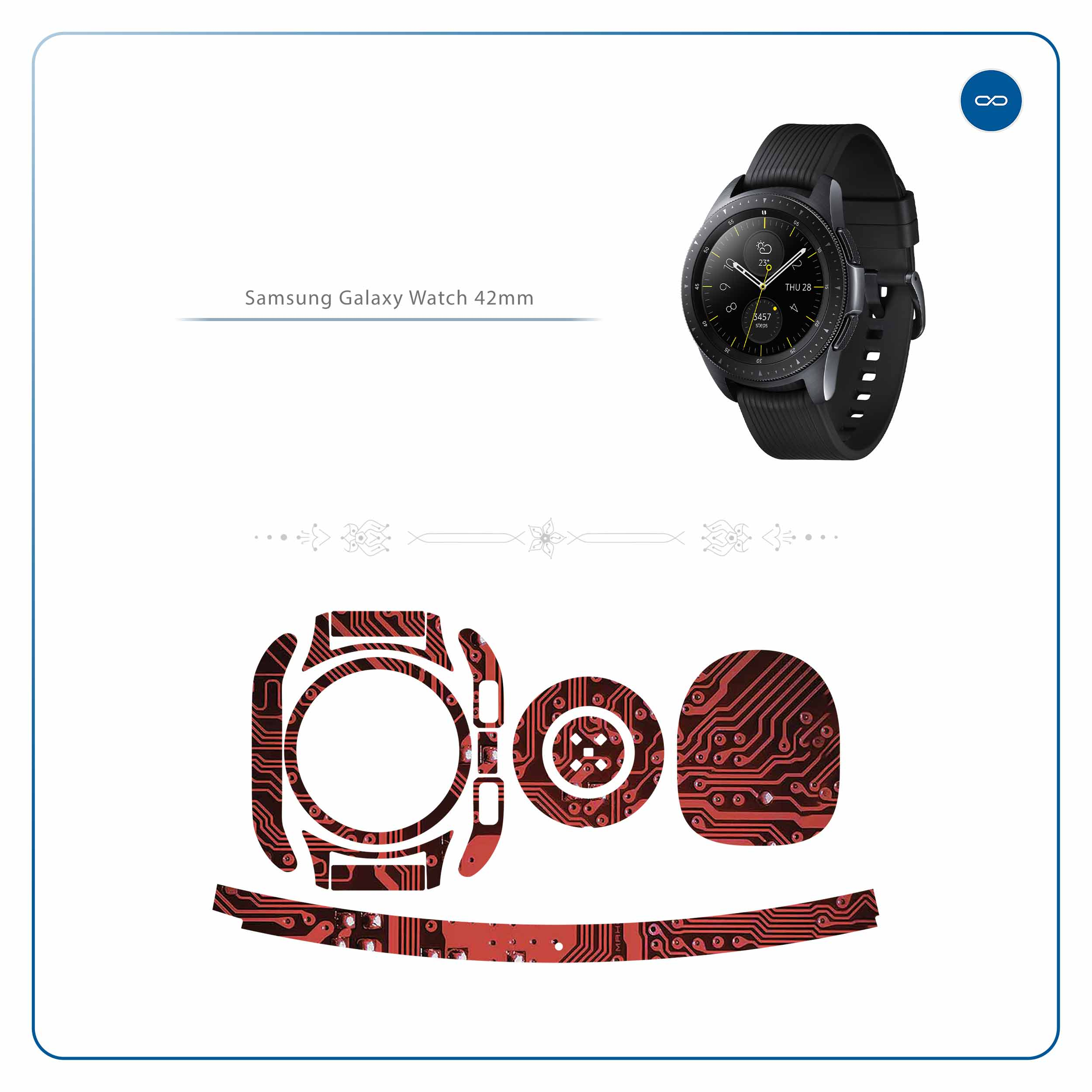 برچسب ماهوت طرح Red-Printed-Circuit-Board مناسب برای ساعت هوشمند سامسونگ Galaxy Watch 42mm