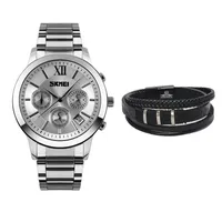 ساعت مچی عقربه&zwnj;ای کوارتز مردانه اسکمی مدل 9097SI به همراه دستبند