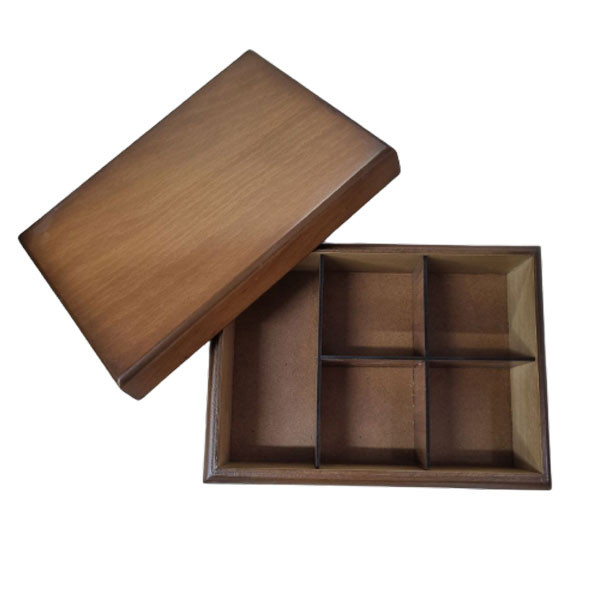 جعبه دمنوش مدل چوبی ساده 5 خانه