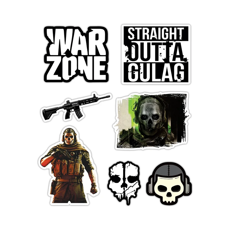 استیکر لپ تاپ مدل کال آف دیوتی وارزون warzone مجموعه 7 عددی