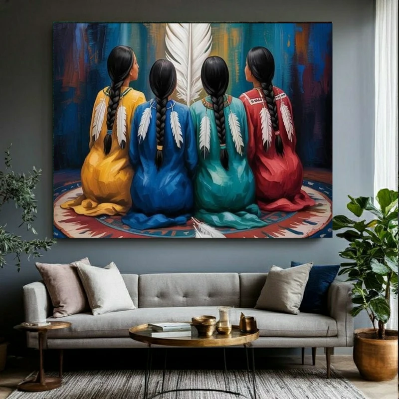 پوستر پارچه ای طرح مخمل سرخپوستان مدل بومی کد BK25037