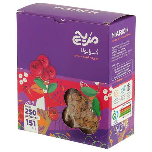گرانولا کرنبری و بادام مَریچ - 250 گرم
