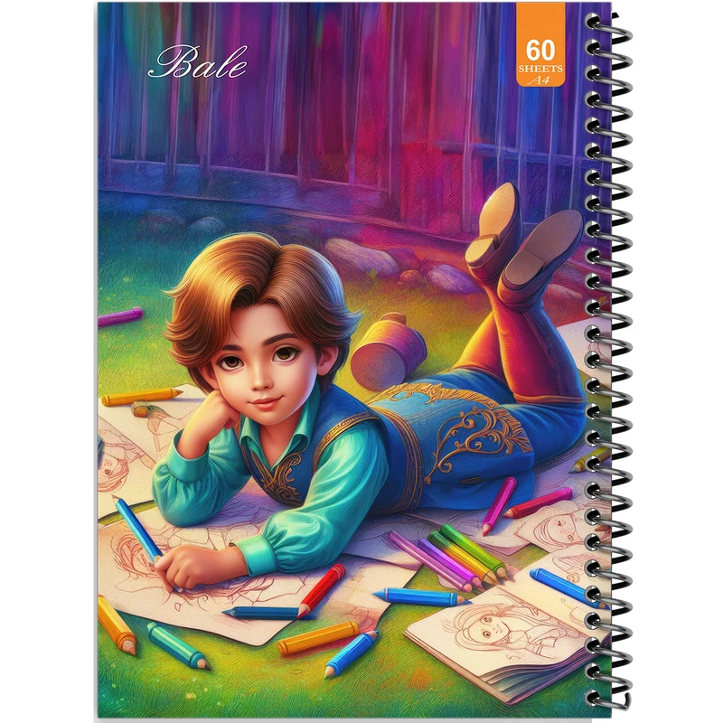 دفتر نقاشی 60 برگ انتشارات بله طرح فانتزی پسر نقاش کد A4-O97