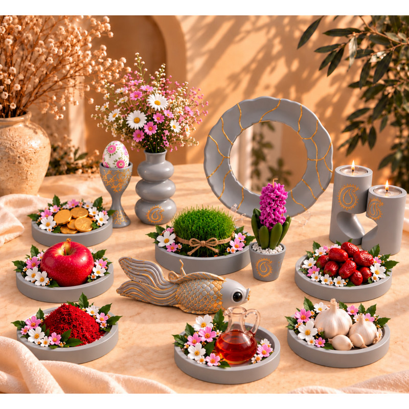 ست هفت سین طرح ترمه مجموعه 14 عددی