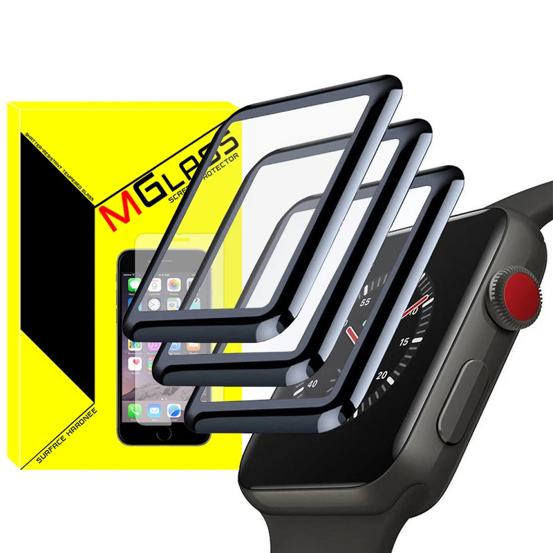 محافظ صفحه نمایش نانو ام‌گلس مدل PMA-MG مناسب برای اپل واچ Series 1 Aluminum 38 / Series 2 38mm / Series 3 38mm بسته سه عددی