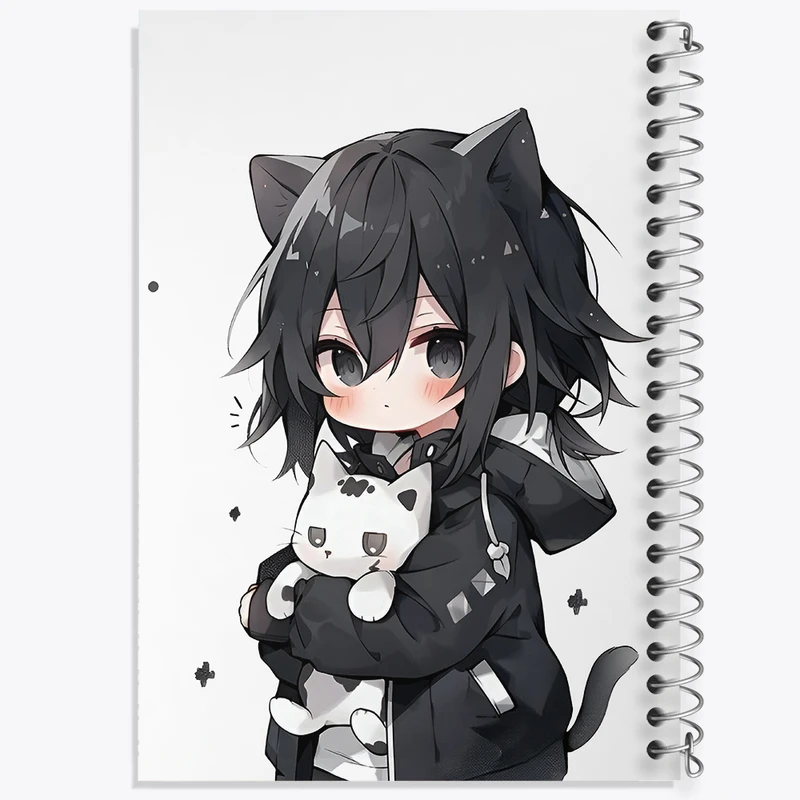 دفتر ژورنال نویسی 50 برگ خندالو مدل نقطه ای طرح دختر انیمه ای کد N5191