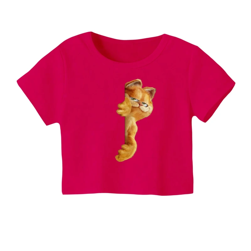 کراپ‌ تی‌شرت آستین کوتاه زنانه مدل گارفیلد کد 4