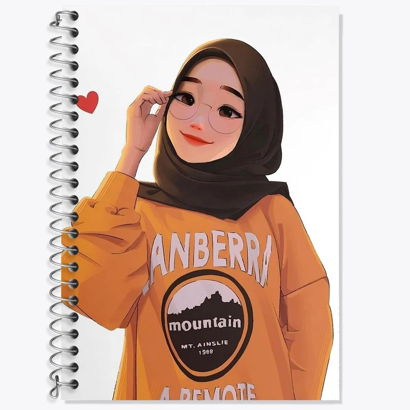 دفتر زبان 50 برگ خندالو مدل دو خط طرح دخترانه باحجاب کد 26009