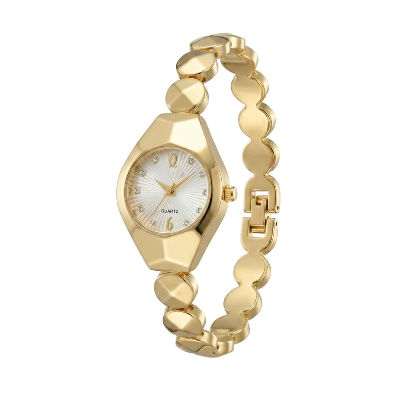 ساعت مچی عقربه‌ای کوارتز زنانه مدل لوکس اسپرت مینیمال بند دستبندی طرح هندسی کد BK003