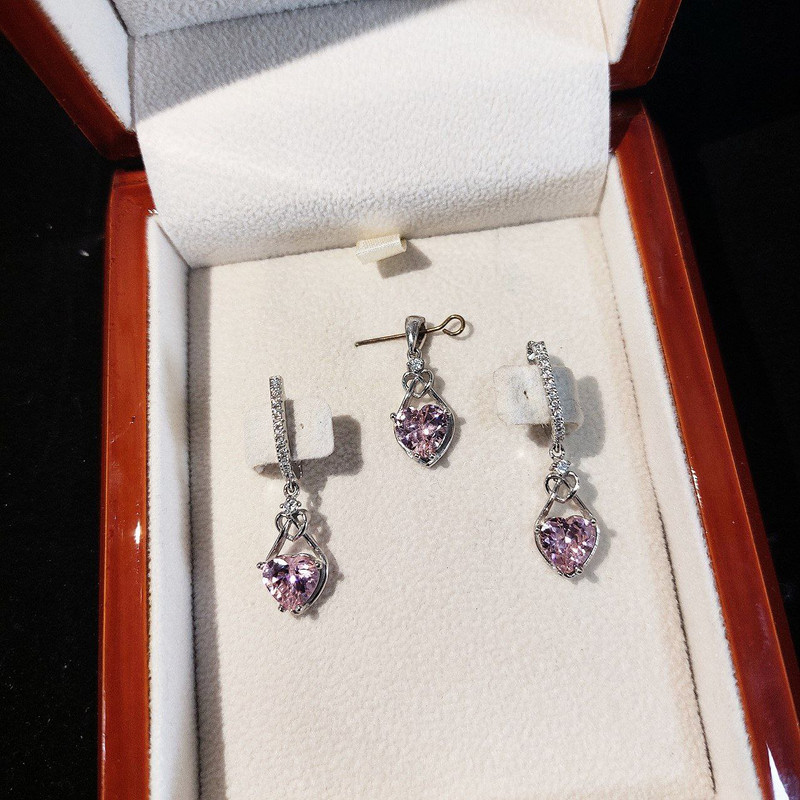 نیم ست نقره زنانه جی تی ای مدل قلب