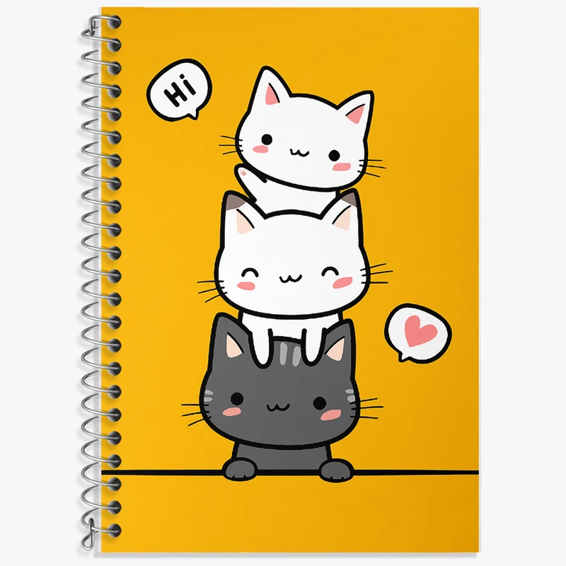 دفتر زبان 50 برگ خندالو مدل دو خط طرح گربه های کیوت کد F8175