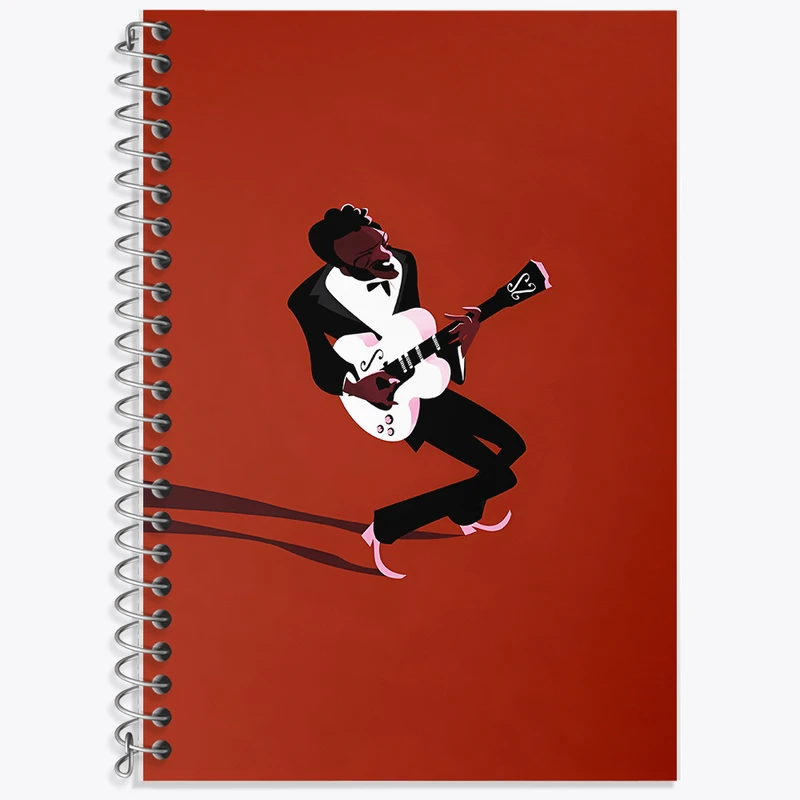 دفتر زبان 50 برگ خندالو مدل سه خط طرح نوازنده گیتار کد F7406