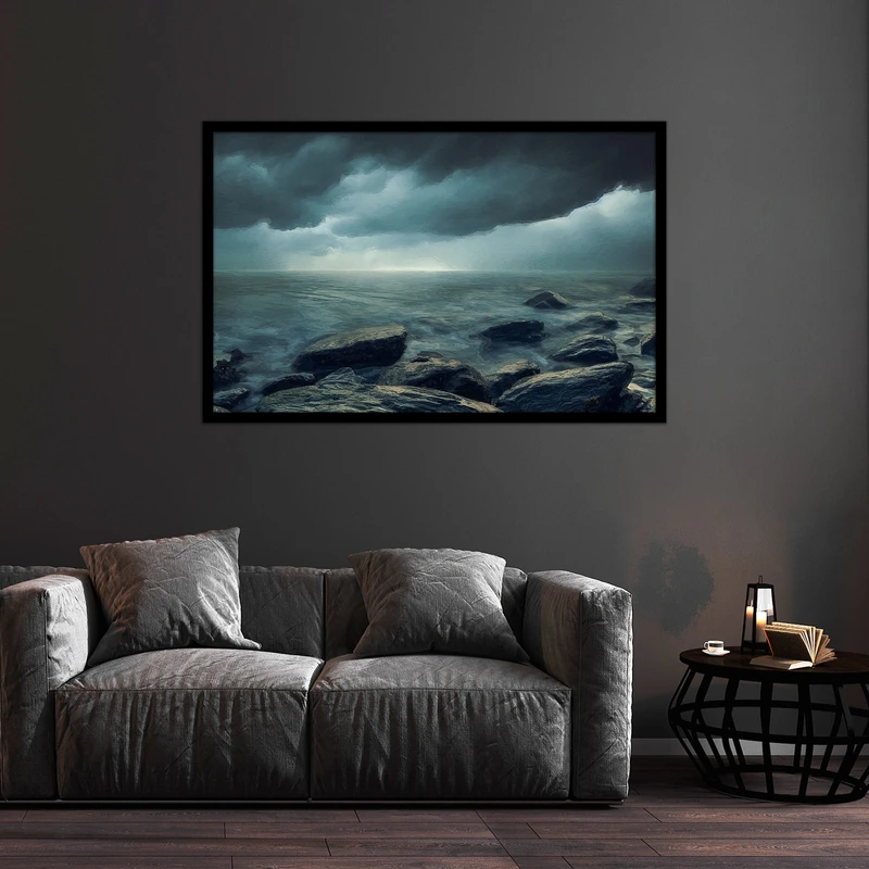 تابلو بکلیت طرح نقاشی مدرن دریا و ساحل مدل B-bu1149