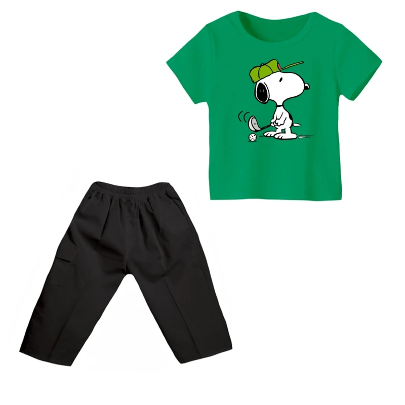 ست تی شرت و شلوارک پسرانه مدل اسنوپی کد ۷۳