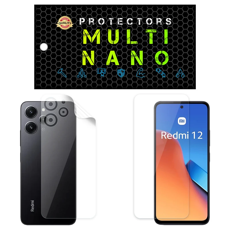 محافظ صفحه نمایش مولتی نانو مدل X-SFT مناسب برای گوشی موبایل شیائومی Redmi 12 به همراه محافظ پشت