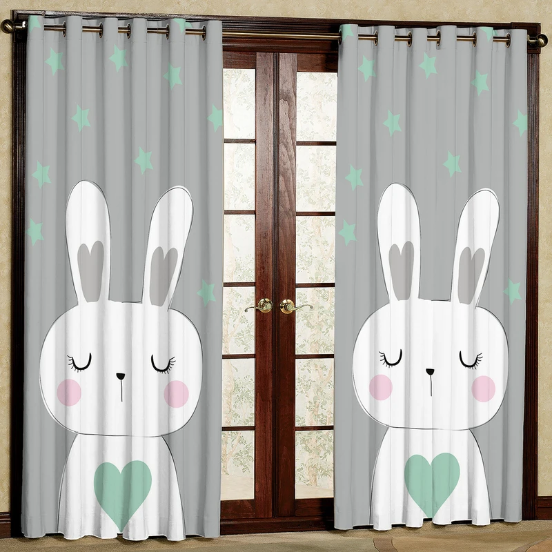 پرده مدل خرگوش قلب مخمل پانچی کد 1730 سایز 140x280 سانتی متر