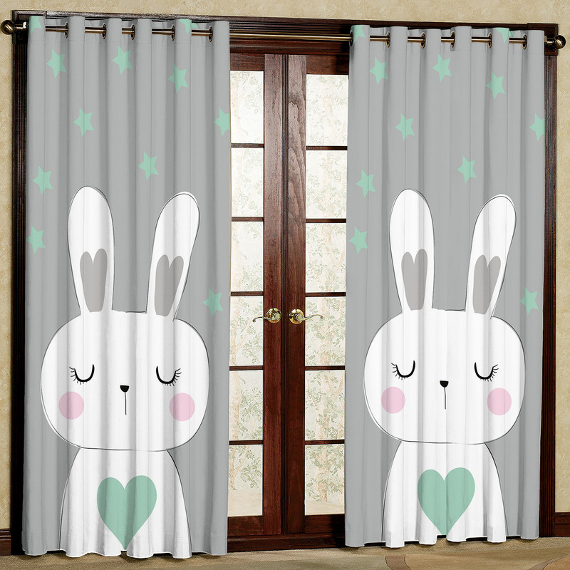 پرده مدل خرگوش قلب مخمل پانچی کد 1730 سایز 140x280 سانتی متر