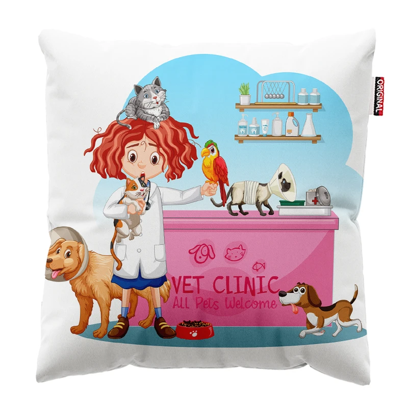 کوسن پاد آفرین مدل دامپزشک پت شاپ کد PK301863 سایز 30*30 سانتی متر