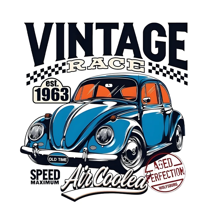 استیکر پارچه و لباس پاد آفرین مدل ماشین کلاسیک کد S5605