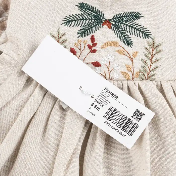 پیراهن دخترانه فیورلا مدل پیشبند دار نخل 24516-34519