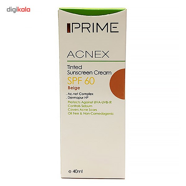 کرم ضد آفتاب رنگی پریم مدل Acnex Beige SPF60 حجم 40 میلی لیتر