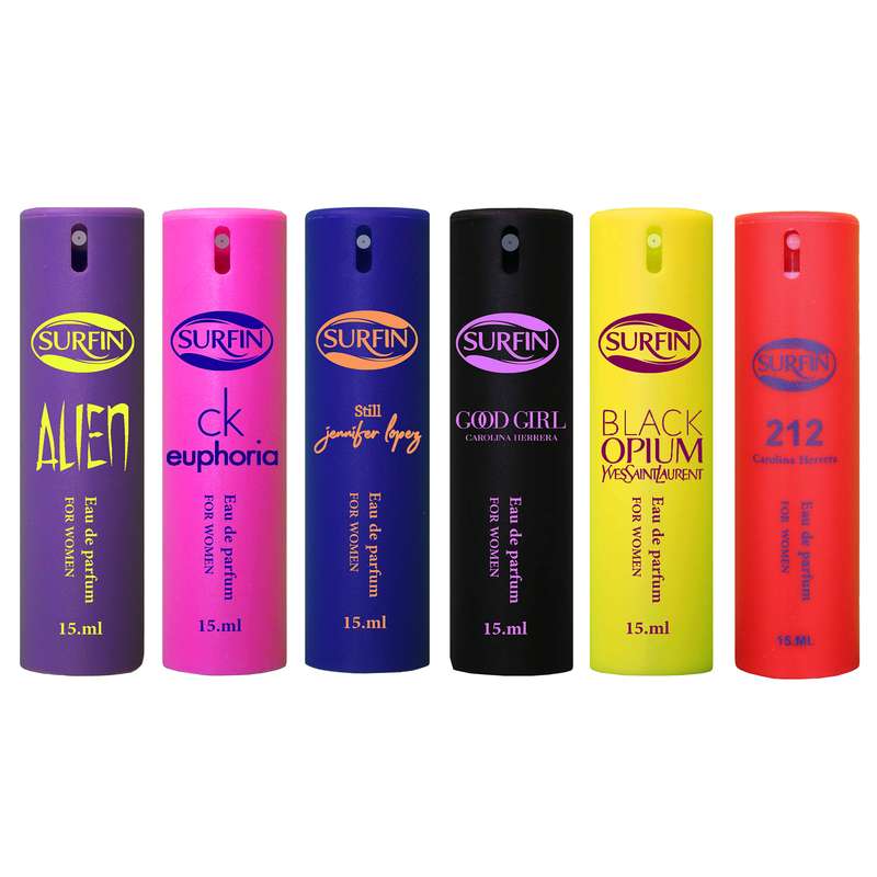 عطر جیبی زنانه سورفین مدل S6 حجم 15 میلی لیتر مجموعه 6 عددی