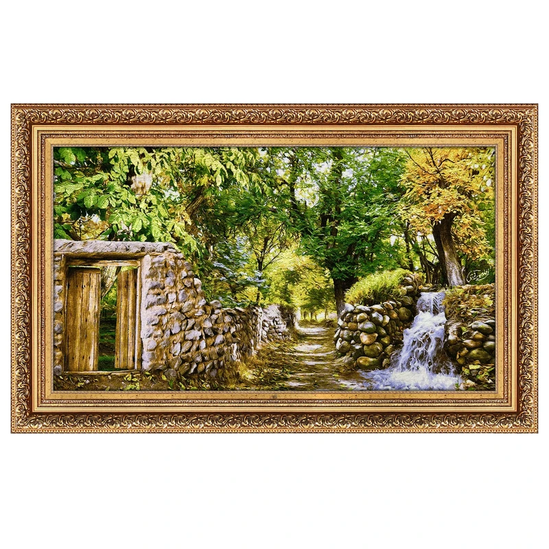 تابلو فرش دستباف فرش میرنظامی طرح کوچه باغ خاطره کد 2086