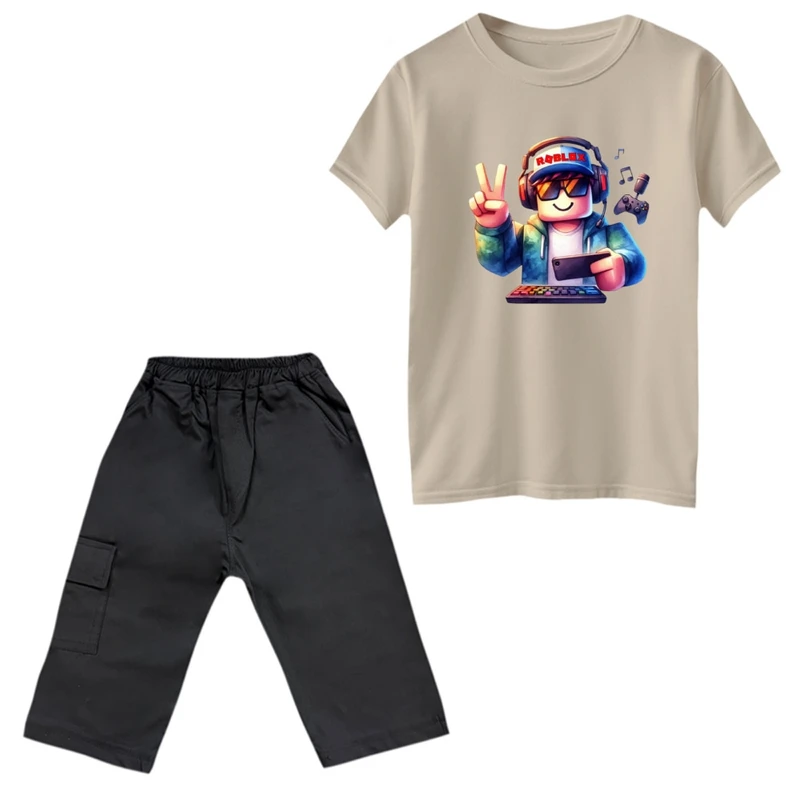 ست تی‌شرت و شلوارک پسرانه مدل روبلاکس کد 3